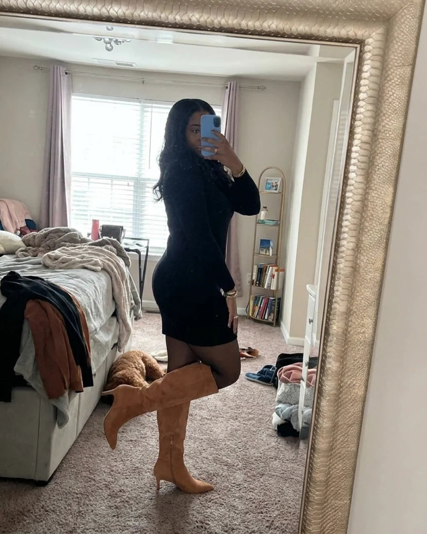 Fleece-lined tights outfit photo
