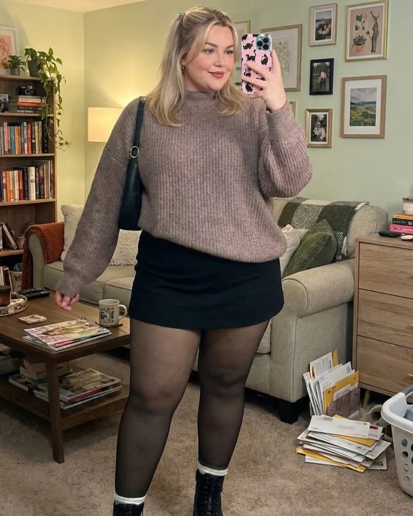 Fleece-lined tights outfit photo