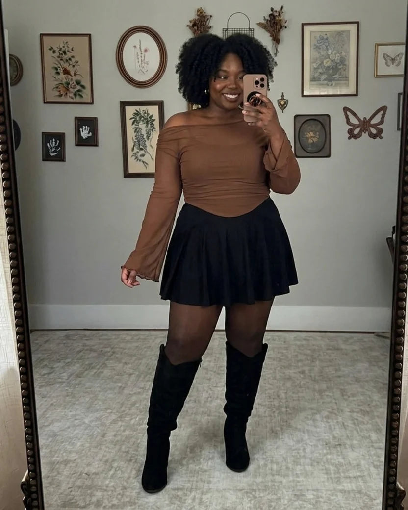 Fleece-lined tights outfit photo