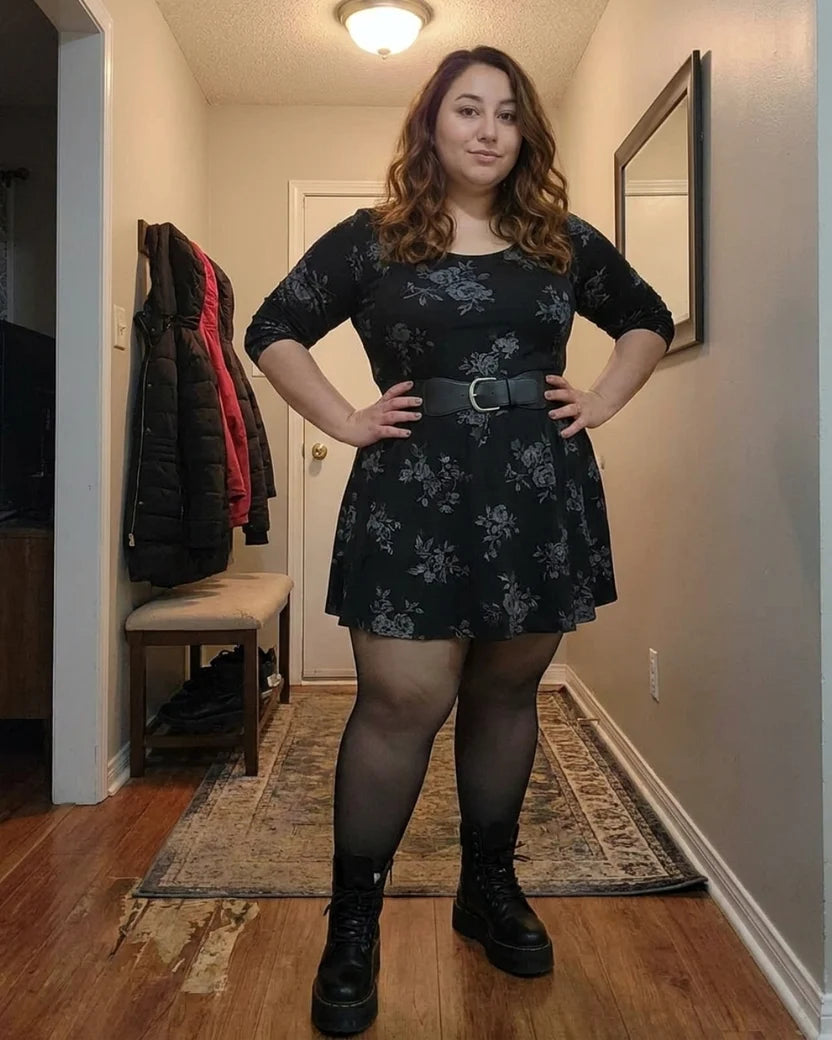 Fleece-lined tights outfit photo