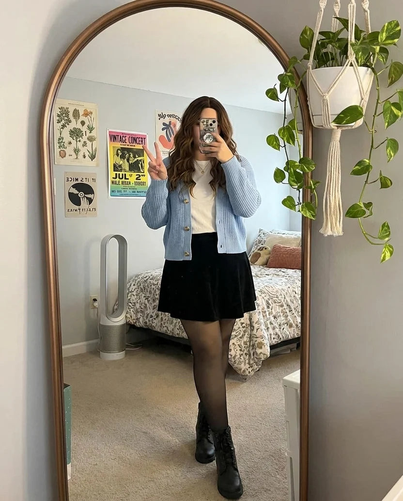 Fleece-lined tights outfit photo