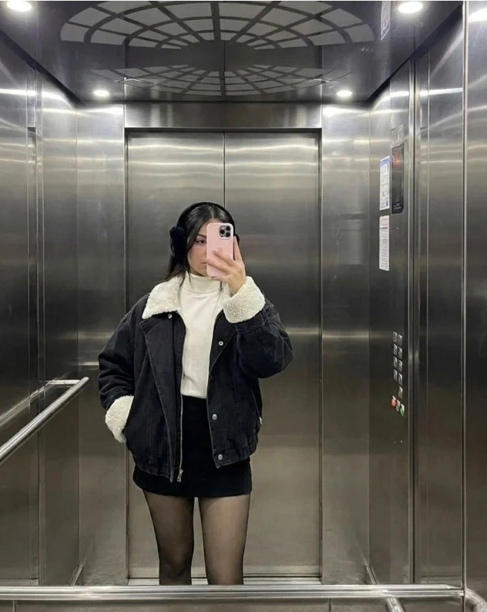 Fleece-lined tights outfit photo